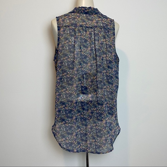 Lush Sheer High Low Button Down Sleeveless Blouse - Picture 2 of 5